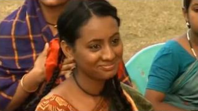 village woman laughing